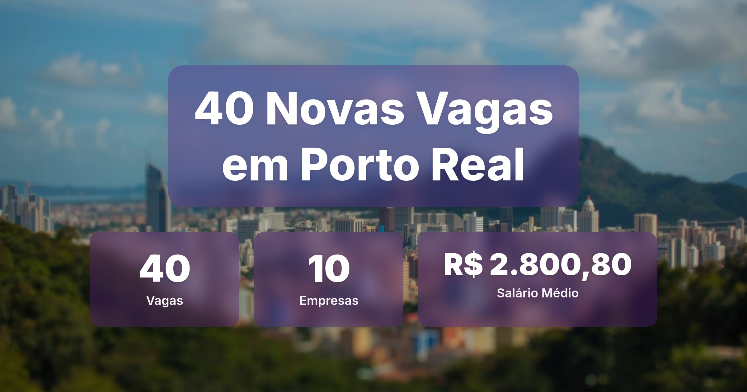 40 Novas Vagas de Emprego em Porto Real - 01/02/2026 - Análise completa com salários, empresas contratando e oportunidades nos setores de tecnologia e vendas