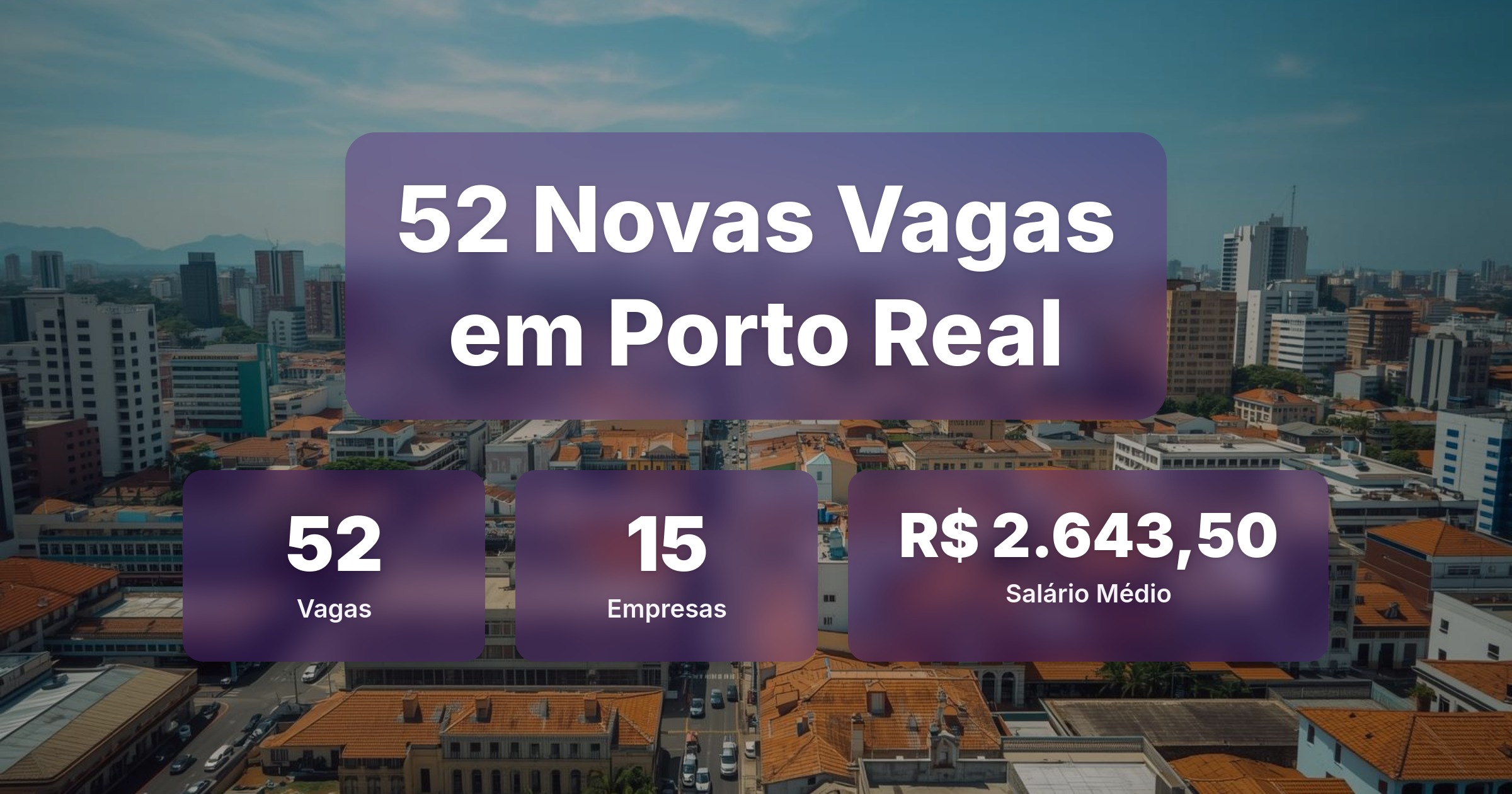 52 Novas Vagas de Emprego em Porto Real - 05/03/2026 - Análise completa com salários, empresas contratando e oportunidades nos setores de tecnologia e vendas