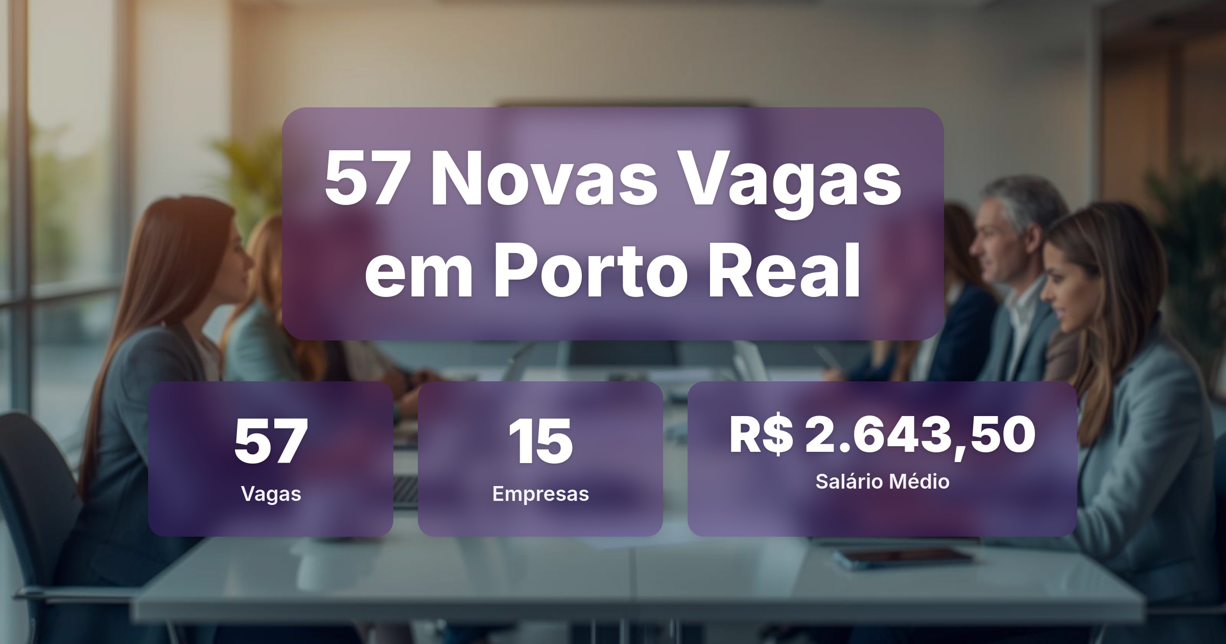 57 Novas Vagas de Emprego em Porto Real - 07/03/2026 - Análise completa com salários, empresas contratando e oportunidades nos setores de tecnologia e vendas