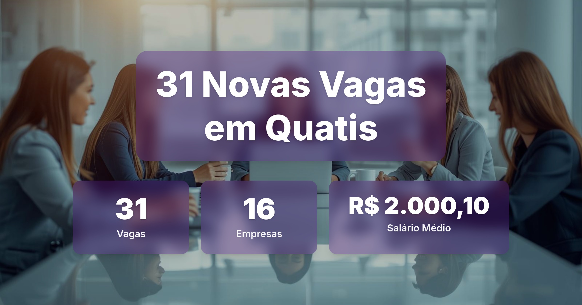 31 Novas Vagas de Emprego em Quatis - 04/04/2026 - Análise completa com salários, empresas contratando e oportunidades nos setores de tecnologia e vendas