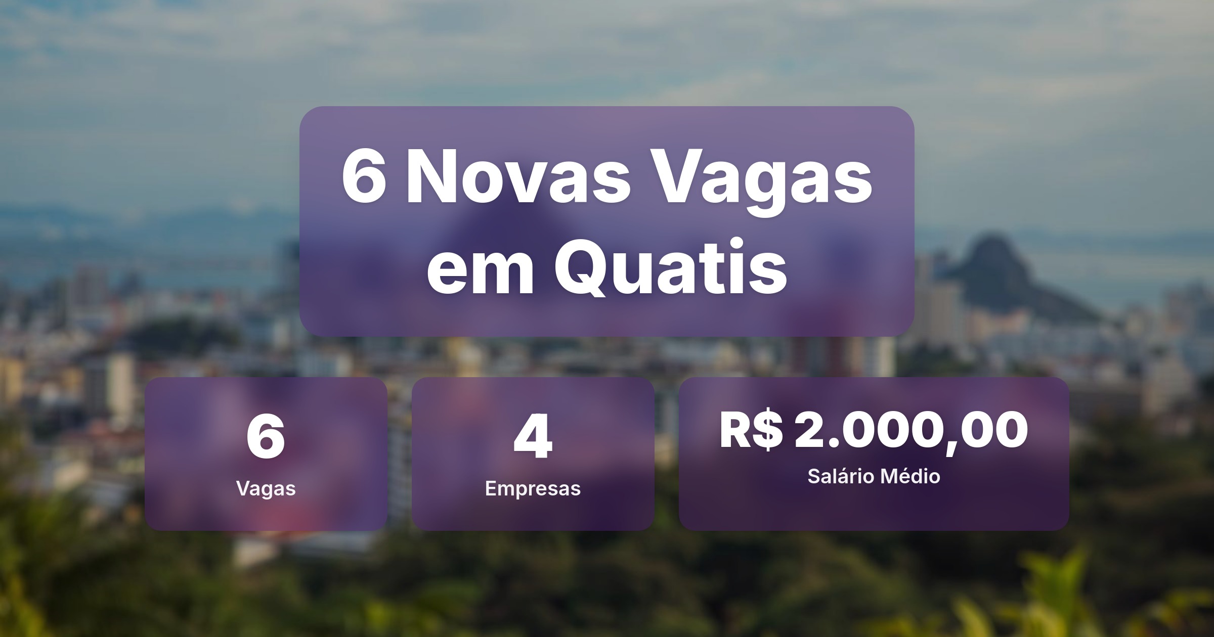 6 Novas Vagas de Emprego em Quatis - 04/02/2026 - Análise completa com salários, empresas contratando e oportunidades nos setores de vendas