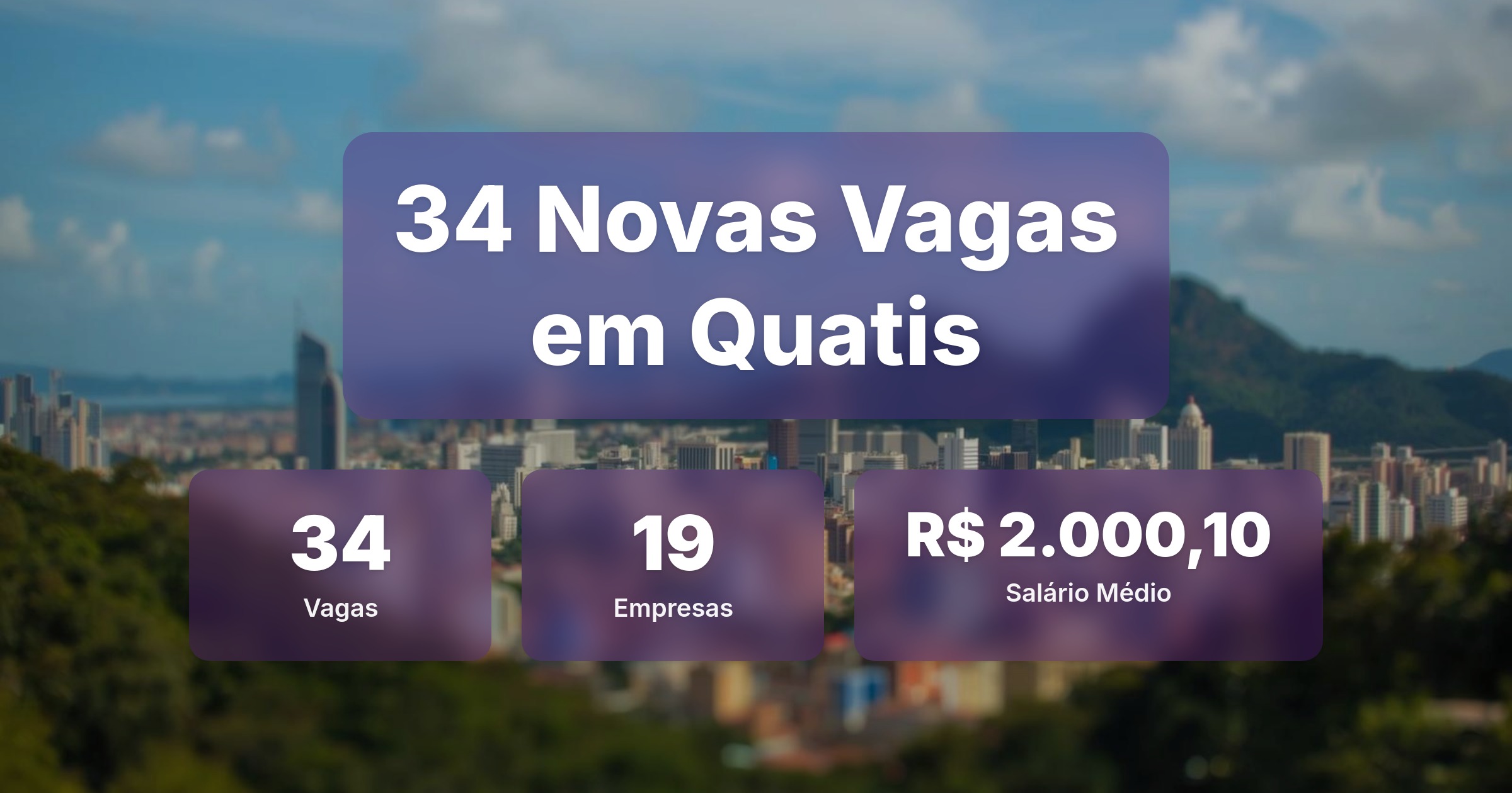 34 Novas Vagas de Emprego em Quatis - 14/04/2026 - Análise completa com salários, empresas contratando e oportunidades nos setores de tecnologia e vendas