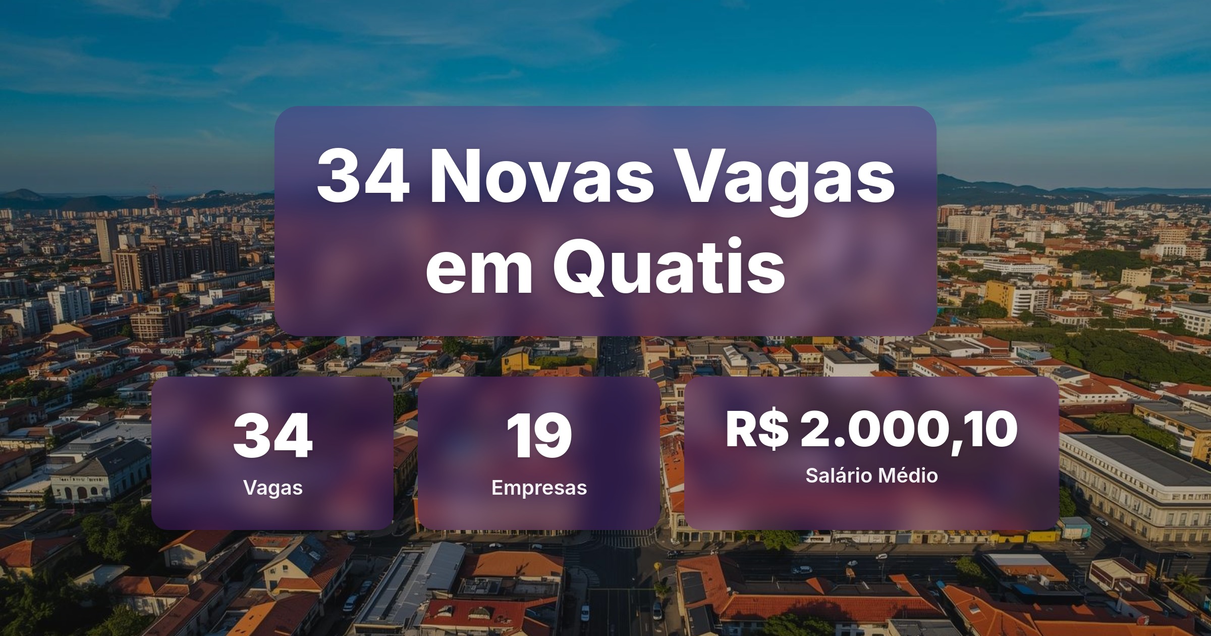 34 Novas Vagas de Emprego em Quatis - 15/04/2026 - Análise completa com salários, empresas contratando e oportunidades nos setores de tecnologia e vendas