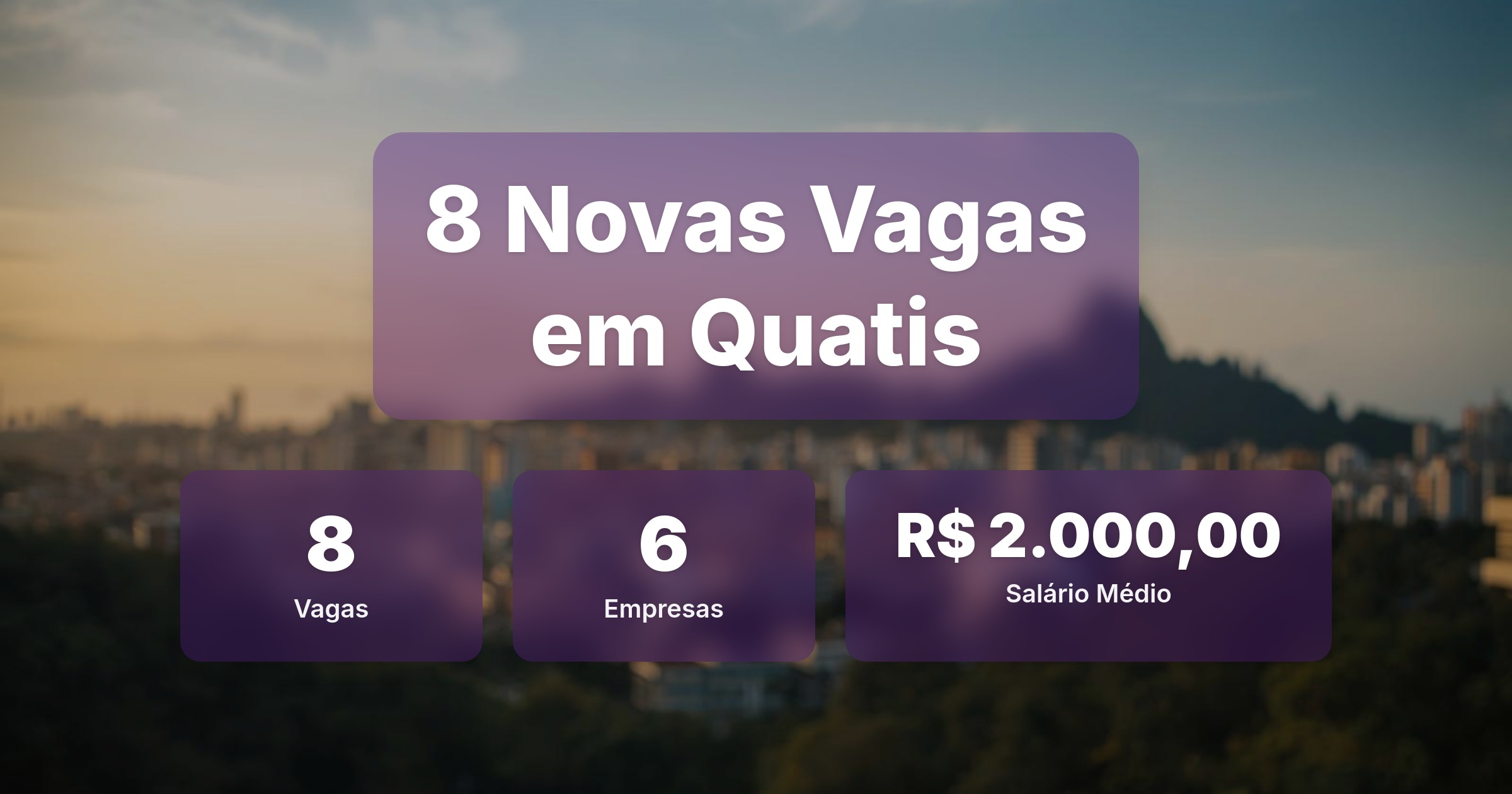 8 Novas Vagas de Emprego em Quatis - 15/02/2026 - Análise completa com salários, empresas contratando e oportunidades nos setores de vendas