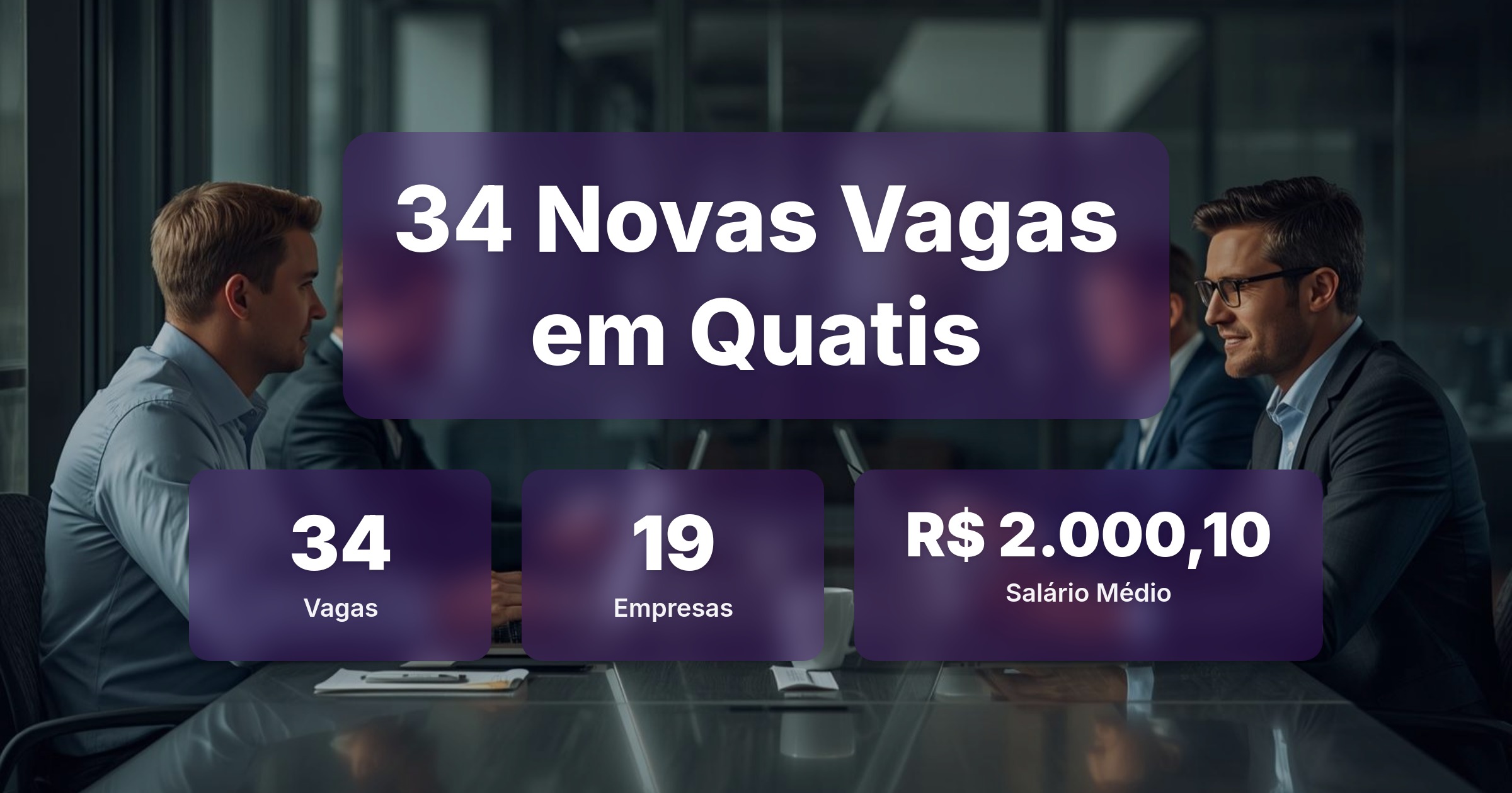 34 Novas Vagas de Emprego em Quatis - 16/04/2026 - Análise completa com salários, empresas contratando e oportunidades nos setores de tecnologia e vendas
