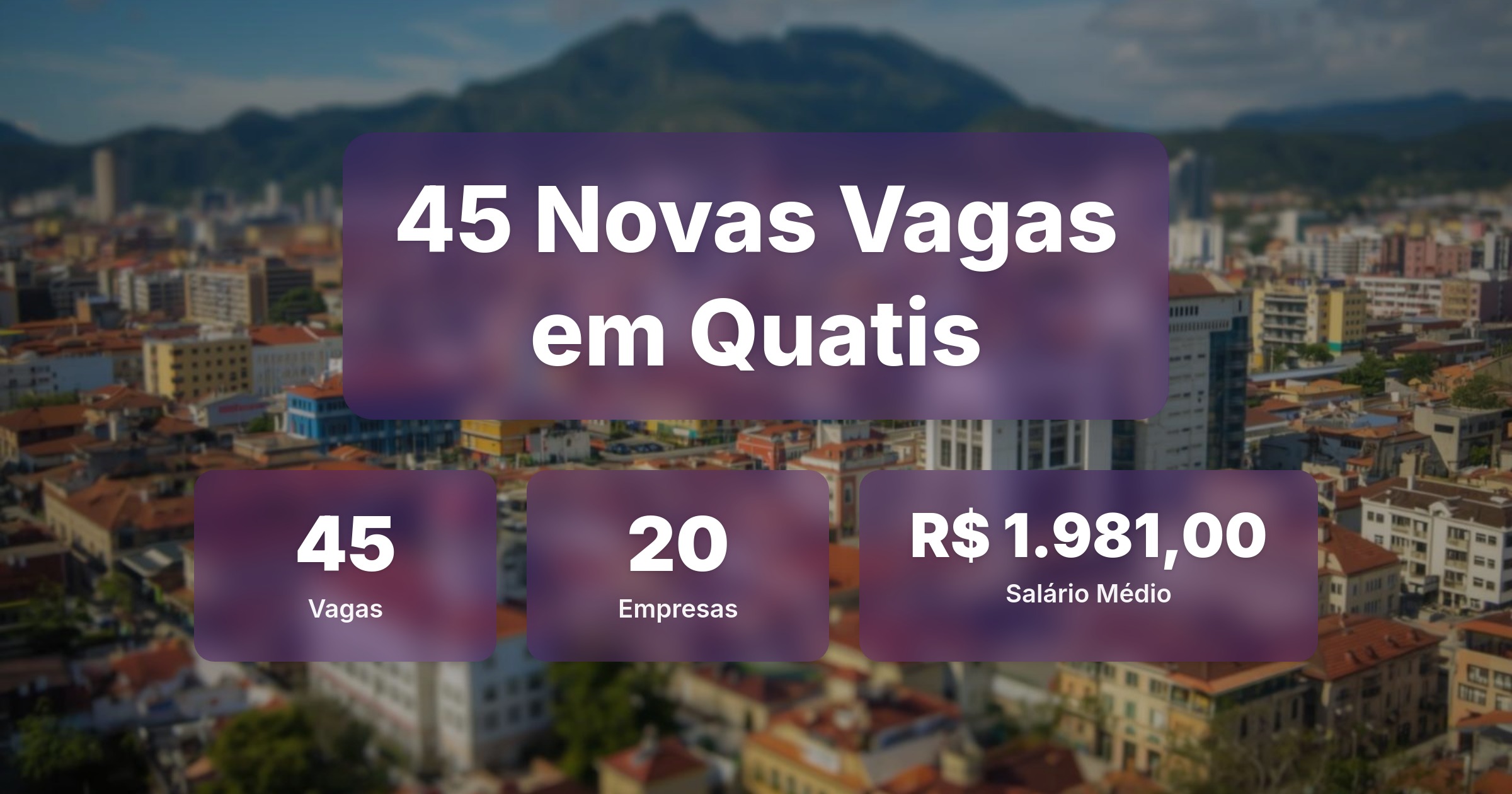 45 Novas Vagas de Emprego em Quatis - 17/04/2026 - Análise completa com salários, empresas contratando e oportunidades nos setores de tecnologia e vendas