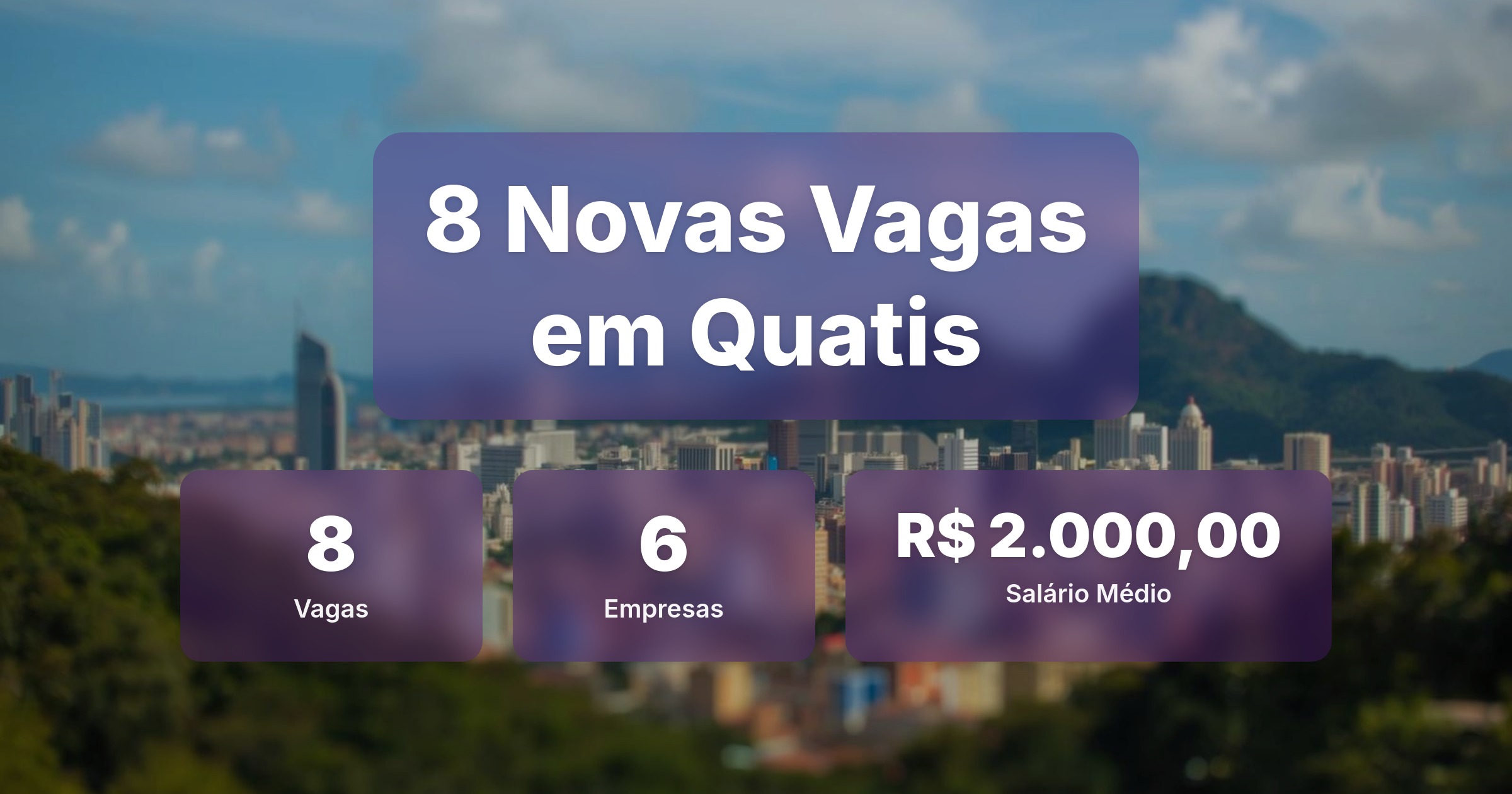 8 Novas Vagas de Emprego em Quatis - 18/02/2026 - Análise completa com salários, empresas contratando e oportunidades nos setores de vendas