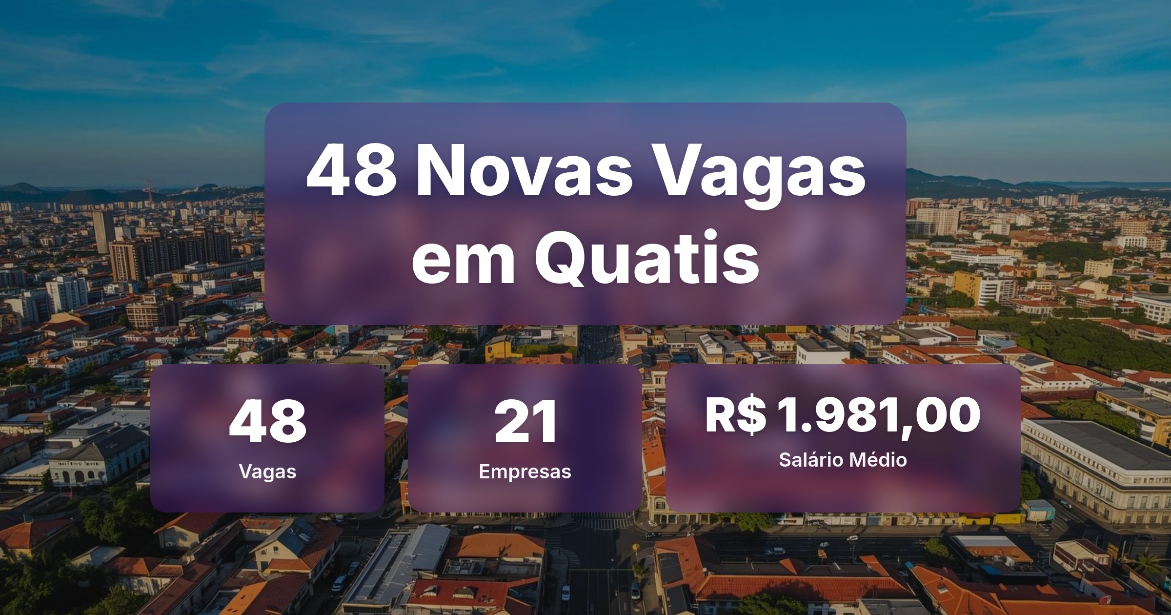 48 Novas Vagas de Emprego em Quatis - 20/04/2026 - Análise completa com salários, empresas contratando e oportunidades nos setores de tecnologia e vendas