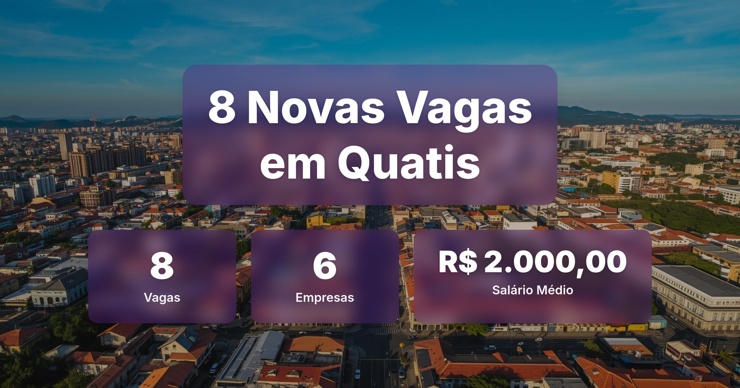 8 Novas Vagas de Emprego em Quatis - 20/02/2026 - Análise completa com salários, empresas contratando e oportunidades nos setores de vendas