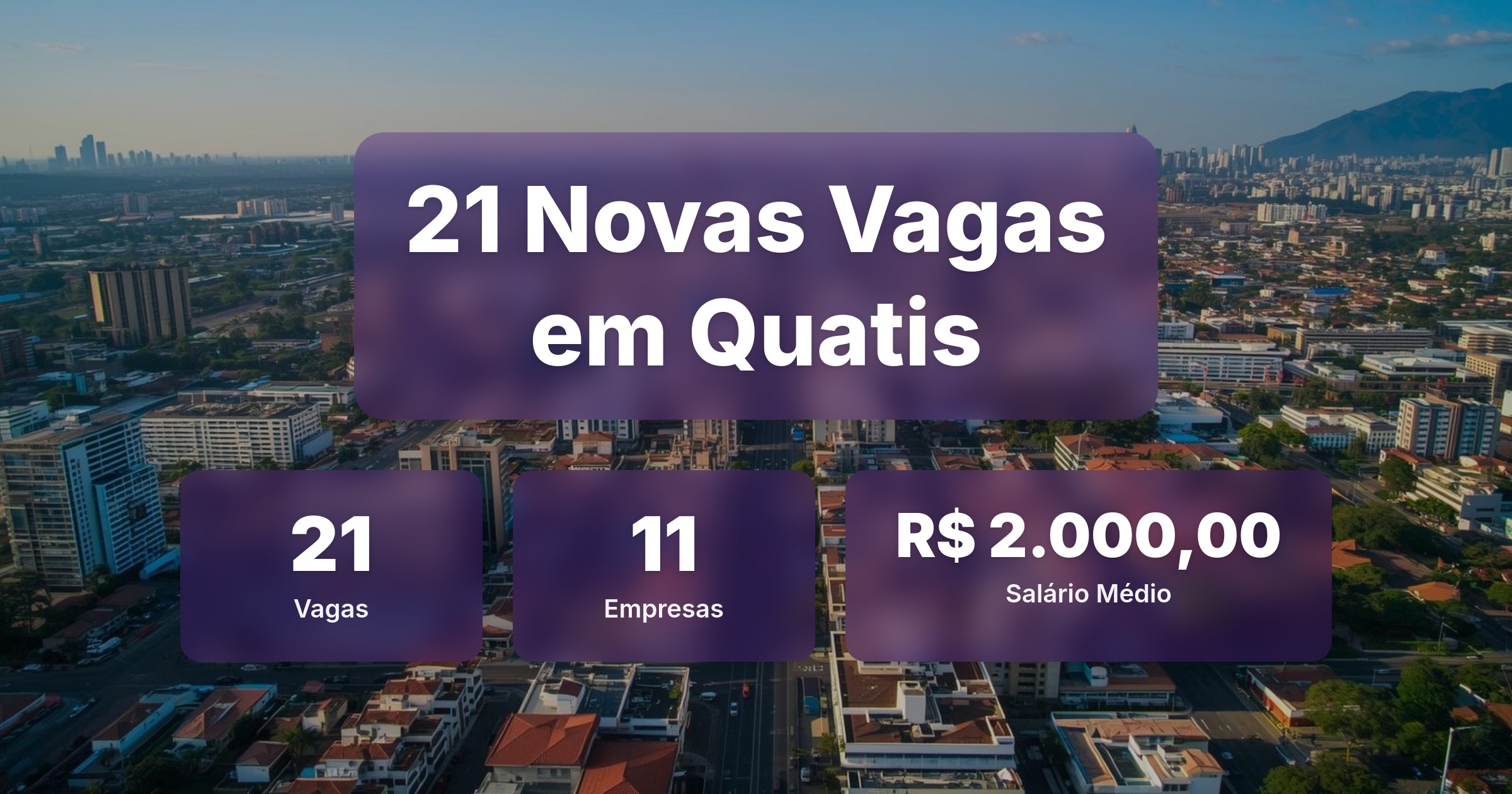 21 Novas Vagas de Emprego em Quatis - 23/03/2026 - Análise completa com salários, empresas contratando e oportunidades nos setores de vendas e tecnologia
