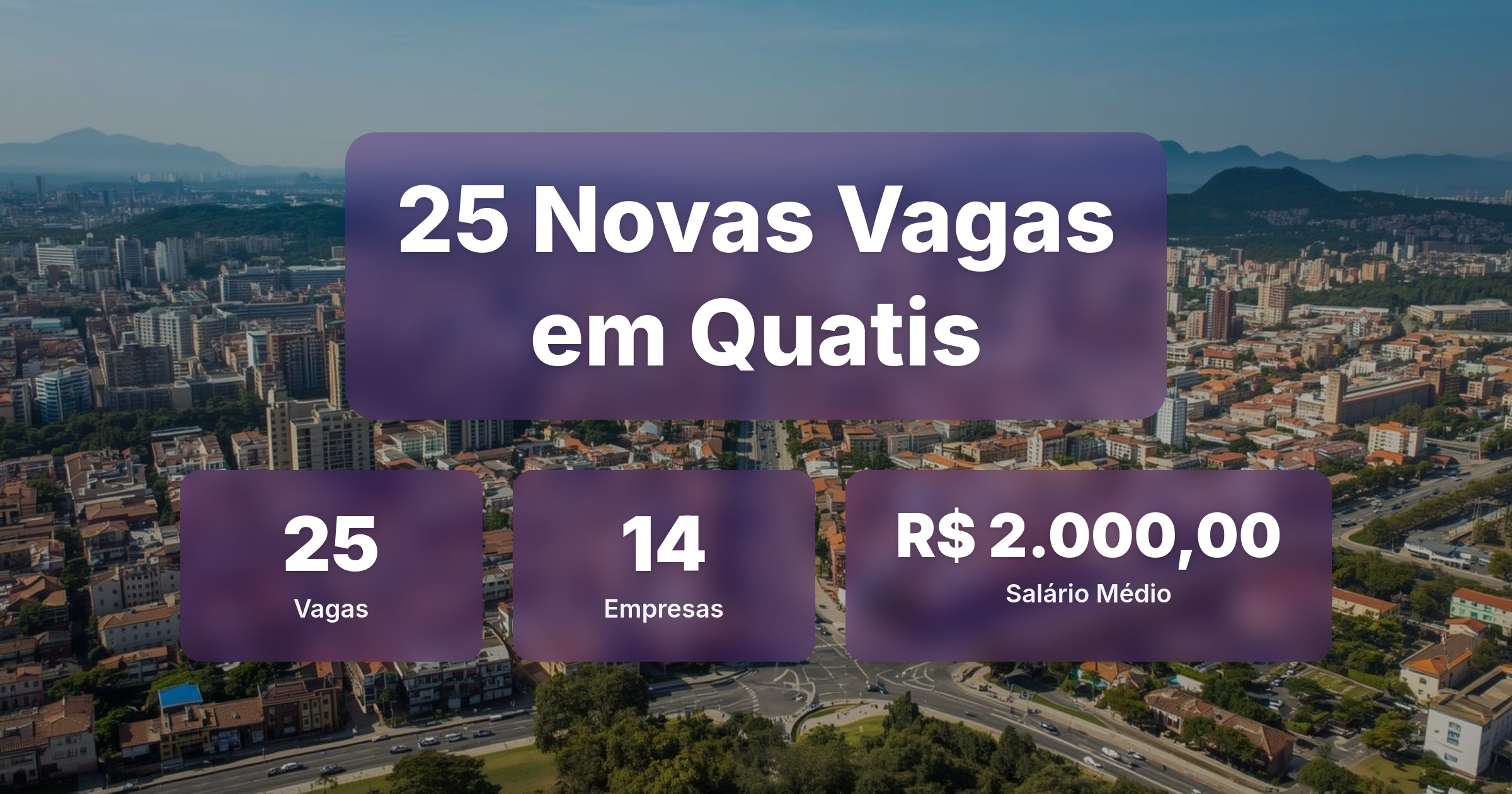 25 Novas Vagas de Emprego em Quatis - 26/03/2026 - Análise completa com salários, empresas contratando e oportunidades nos setores de tecnologia e vendas