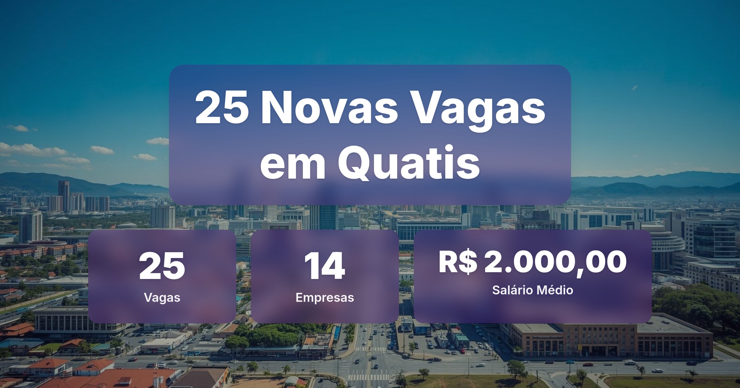 25 Novas Vagas de Emprego em Quatis - 31/03/2026 - Análise completa com salários, empresas contratando e oportunidades nos setores de tecnologia e vendas