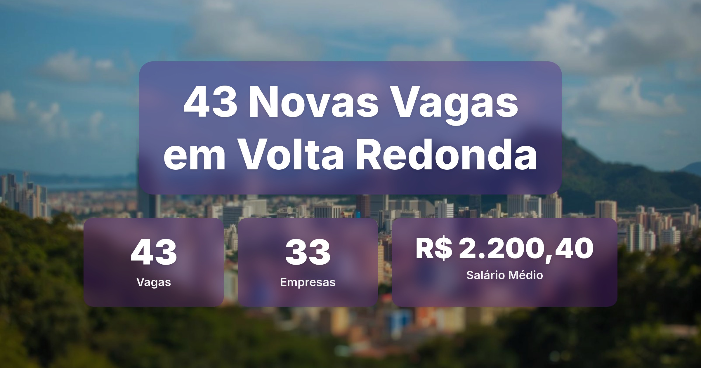 43 Novas Vagas de Emprego em Volta Redonda - 01/02/2026 - Análise completa com salários, empresas contratando e oportunidades nos setores de vendas e tecnologia