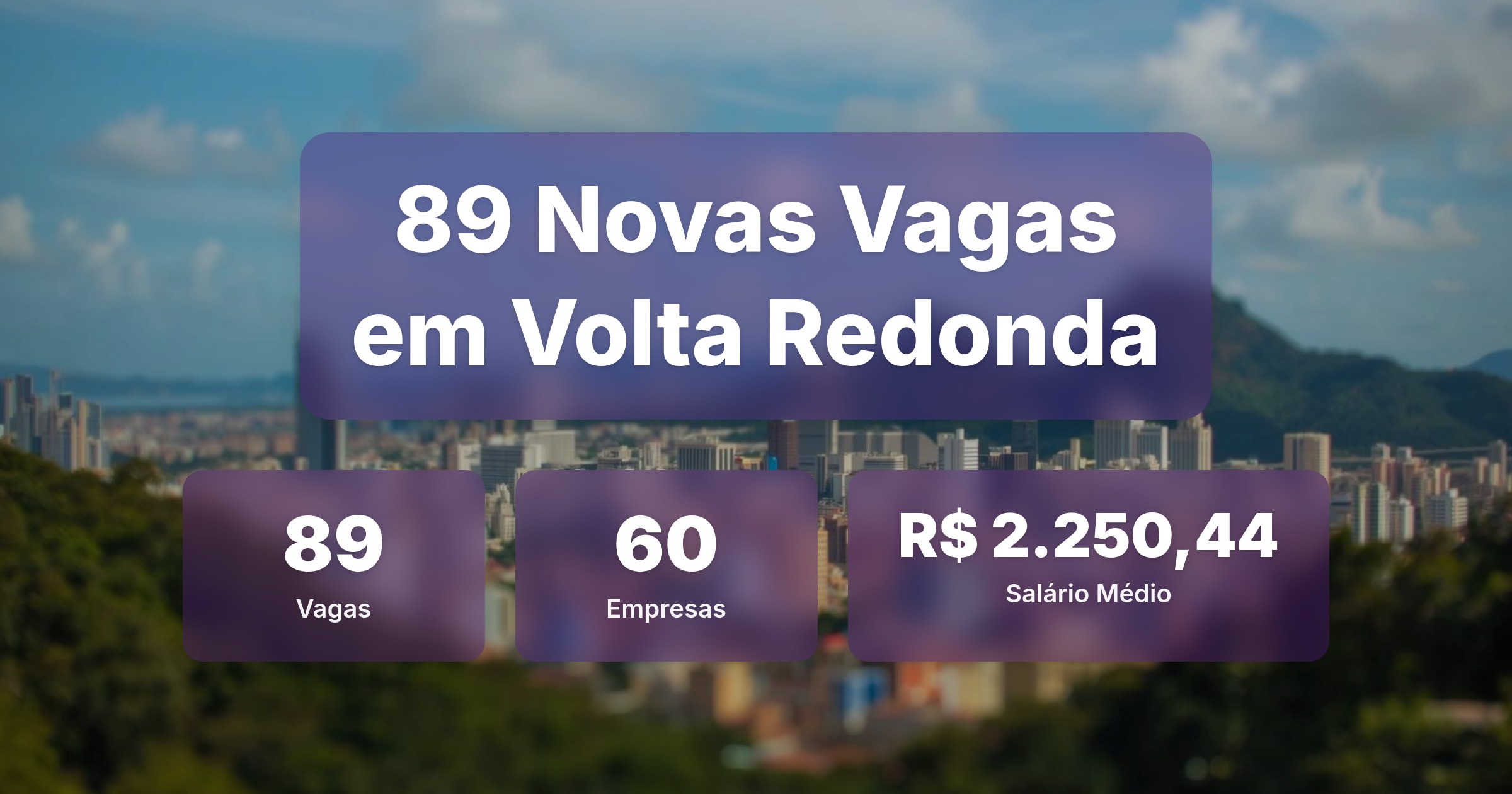 89 Novas Vagas de Emprego em Volta Redonda - 01/03/2026 - Análise completa com salários, empresas contratando e oportunidades nos setores de vendas e tecnologia