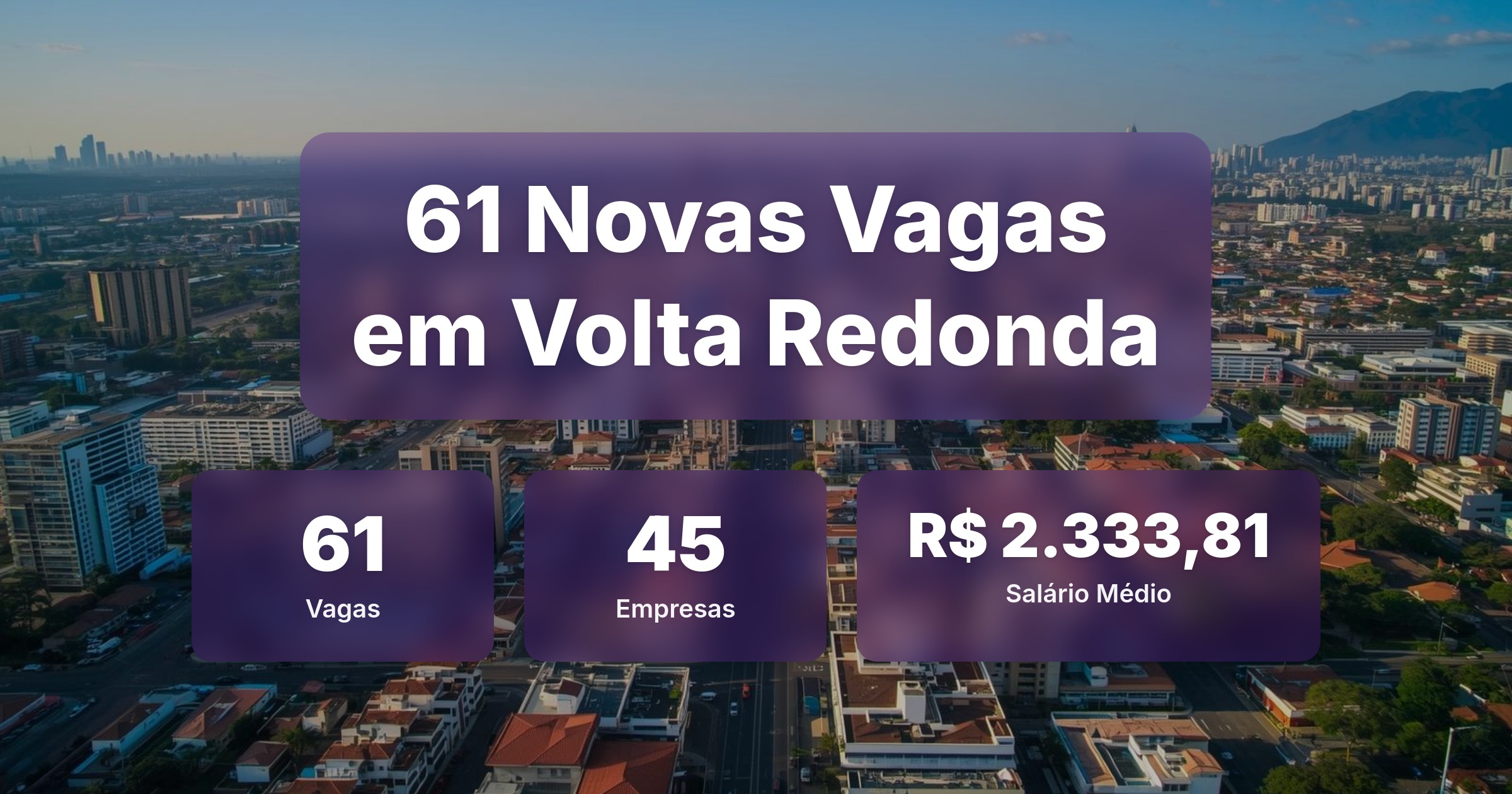 61 Novas Vagas de Emprego em Volta Redonda - 08/02/2026 - Análise completa com salários, empresas contratando e oportunidades nos setores de vendas e tecnologia