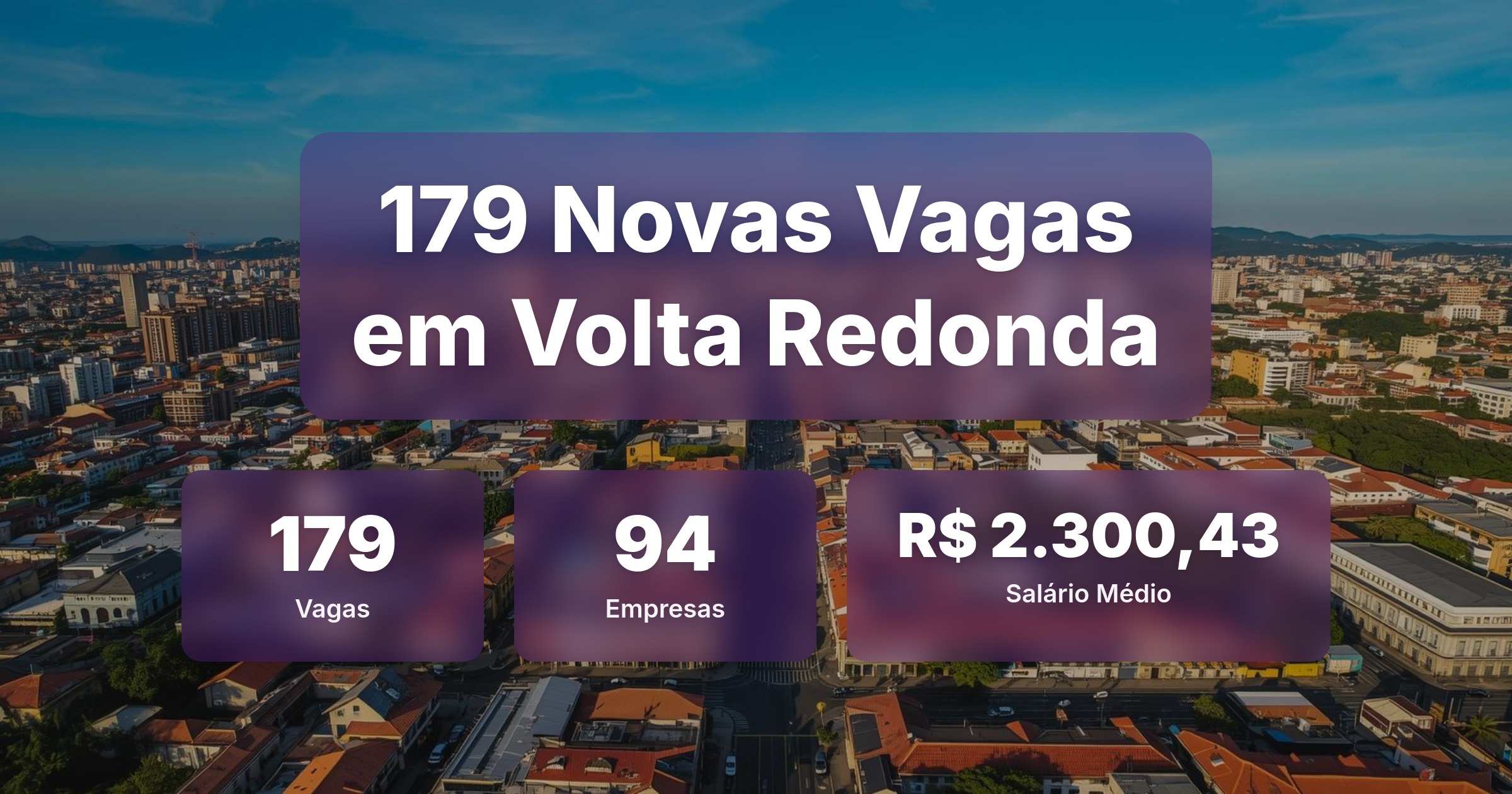 179 Novas Vagas de Emprego em Volta Redonda - 16/04/2026 - Análise completa com salários, empresas contratando e oportunidades nos setores de vendas e tecnologia