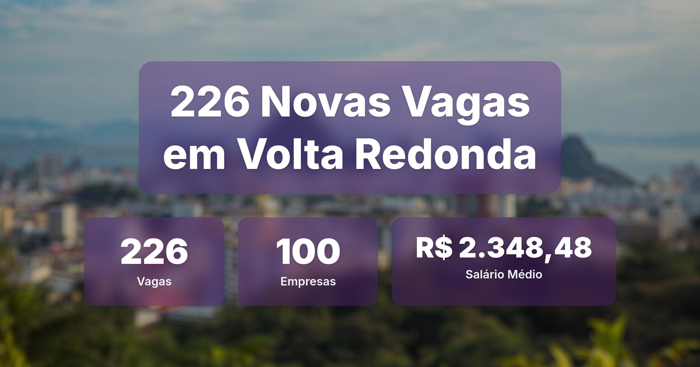 226 Novas Vagas de Emprego em Volta Redonda - 19/04/2026 - Análise completa com salários, empresas contratando e oportunidades nos setores de vendas e tecnologia