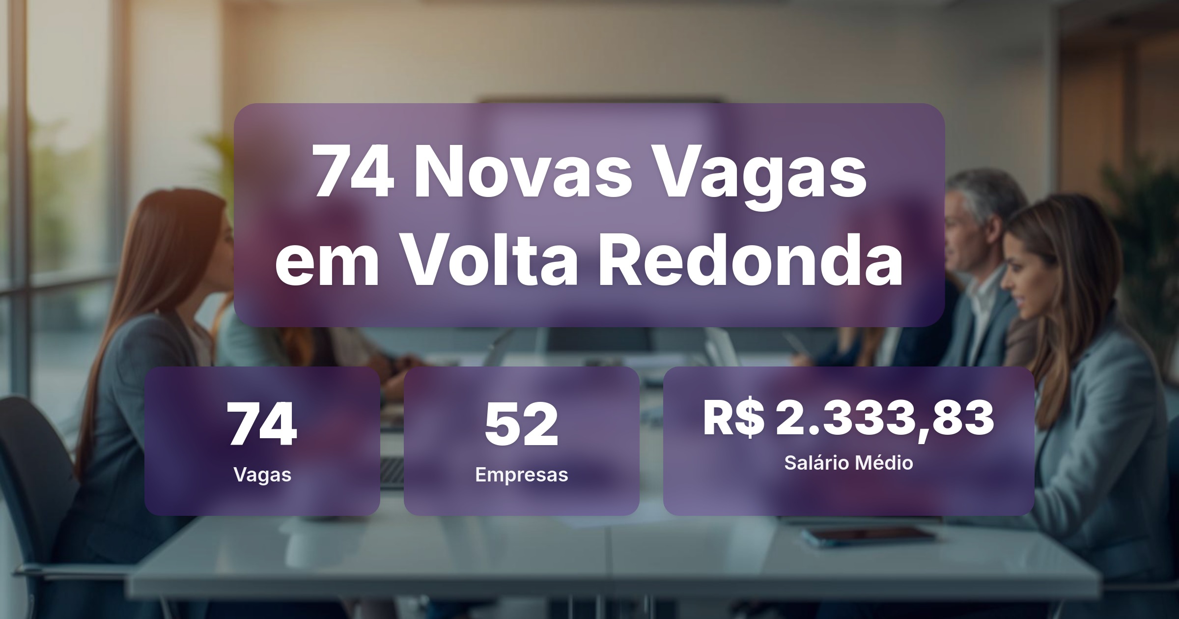 74 Novas Vagas de Emprego em Volta Redonda - 20/02/2026 - Análise completa com salários, empresas contratando e oportunidades nos setores de vendas e tecnologia